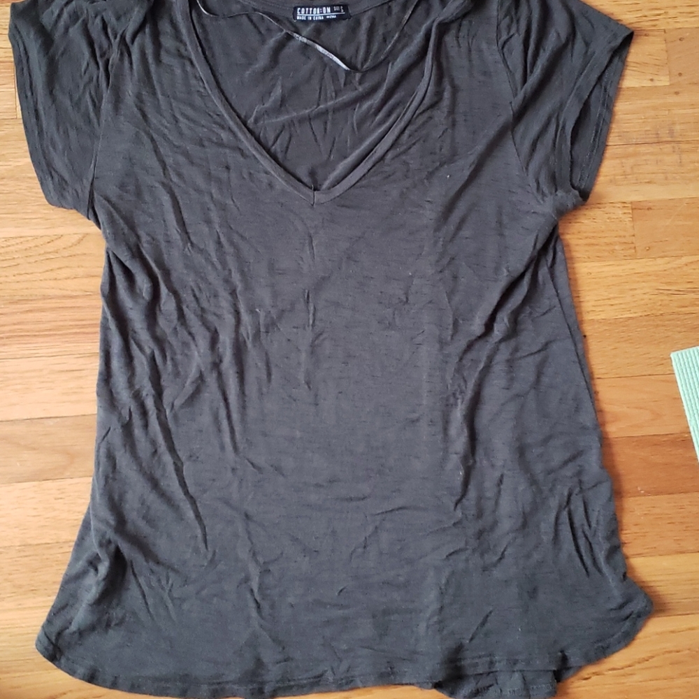 Dark Green V-neck Top (not grey, photo is weird)